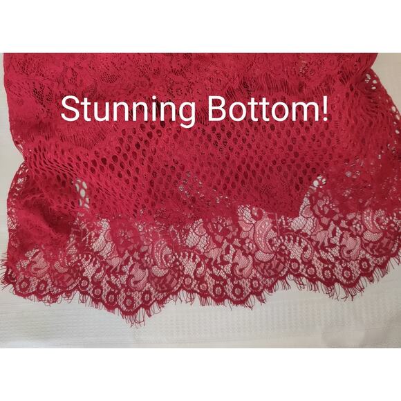 NWT Burgundy Crochet & Lace Maxi Dress M ALTAR'D STATE Bohemian BOHO Boutique - Picture 16 of 16